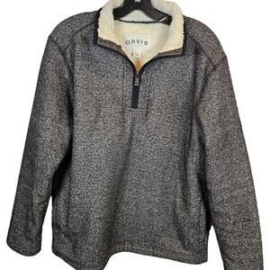 Orvis Sherpa Lined Thick Quarter Zip Mens Sweater Sweatshirt EUC Size Medium